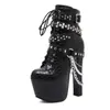 Boots Chain 16CM Super High Heel Short Female Hate Tiangao Rivet Night Club Stage Show Performance 230830