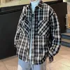 Men's Jackets Lapel Long Sleeve Coat Plaid Print Woolen Stylish Jacket With Pockets Loose Fit Single-breasted For Autumn