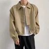 Men's Down Parkas Autumn Broad Shoulder Pilot Jackets Niche High Class Thin British Vintage Loose Coats Casual Lapel Short Baseball Tops 231214