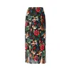 Kjolar 2023 vårkoreansk version av den retro blommiga kjolen elastisk hög midja all-match a-line fransad veckad trend