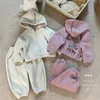 Ensembles de vêtements Ensemble de survêtement en molleton pour enfants pour garçon fille vêtements de bébé automne sweat-shirt dessin animé ours imprimé sweat à capuche zippé pantalon sportwear 231213