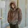 Men's Fur Faux Fur New Fur Whole Leather Imitation One Piece Hooded Warm clothing Youth winter victorian jacket men korean fashion trench coat Q231212