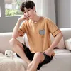 Heren Nachtkleding Jong Tops Pjs Zomer Shorts Pyjama Slapen Mode Set Mouw Koreaanse Korte Pijamas 2023 Jongens Nachtkleding Katoen
