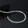 Wholesale D Color VVS Ice Out Round Diamond Moissanite 3 4 Mm Tennis Chain Necklace Sterling Sier Women Men Fine Jewelry