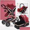 Strollers# Strollers Mtifunctional 3 In 1 Baby Stroller High Landscape Folding Carriage Gold Newborn1 Drop Delivery Kids Maternity Dhqnx Q231215