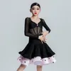 Stage Wear 2023 Latin Dance Dress Black Long Sleeves Performance Dancing Girls Ballroom Competition Dresses SL8053