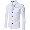 Chemises habillées pour hommes Blanc rayé Mens 2023 À manches longues Business Slim Fit Chemise Homme Noir Vêtements sociaux Camisa Masculina Vetement Homme