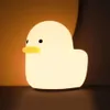 Uneeede LED Benson Duck Night Light Cute Animal Silikonowe szkółka do ładowania lampy stołowej z czujnikiem dotykowym dla dzieci Kobiet Bed208z