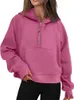 Kvinnors hoodies zip hoodie tröjor beskurna tröjor långärmad toppar höstvinter i kläder lös sporttröja