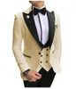 Abiti da uomo 2023 Ultimi disegni classici per la cerimonia nuziale Smoking dello sposo Slim Fit One Button Prom Party Man 3 pezzi Costume