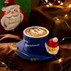 Mugs 400ML Ceramic Glass Cup With Spoon Lid Santa Milk Coffee Restaurant Creative Decorative Beverage Gift Box Set Christmas