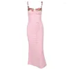 Casual Dresses Women Long Midi Dress Elegant Fashion Cut Out Backless Pullover Sleeveless Party 2023