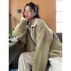 Womens Sweaters Woherb Zipper Women Tops Vintage Contrast Color Thick Loose Cardigan Korean Fashion All Match Autumn Winter Pull Femme 231214