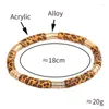 Strand Boho Elastic Golden Metal Disc Leopard Plastique en plastique Résine Bamboo Tube bracelets Bracelets pour femmes bijoux à la main BC487