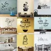 28 Styles Stickers muraux de café pour cuisine autocollants décoratifs en vinyle décalcomanies de bricolage autocollants à la maison décor de salle à manger