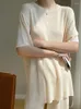 Kvinnors tvåbitar byxor 2023 Ice Silk Curved Beads Casual Fashion Set Women's Summer Loose T-Shirt Kort ärmbrett ben