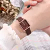Wristwatches Lady Women's Watch Japan Quartz Hours Clock Fine Fashion Bracelet Real Leather Retro Square Girl Birthday Gift Julius Box