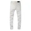 Jeans Blanc Homme Denim Hommes Skinny Biker Slim Genou Déchiré Rock En Détresse Régulier Moto Fit Rue Grande Taille Gars Tendance Longue Droite Z