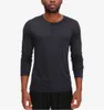 LU MEN YOGA Outfit Sports Long Sleeve T-Shirt Mens Sport Style Twit Button Button Training Litness Cloths مرونة وارتداء جافة وارتداء العلامة التجارية 666