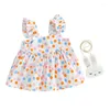 Flicka klänningar baby sommardräkt ärmlösa hängslen vågpunkt prinsessan klänning hänge spädbarn småbarn kläder