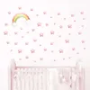 52 Stück Regenbogen und Sterne, zartrosa Aquarell-Wandaufkleber, Sternenmuster, Wandaufkleber, Baby- und Kinderzimmer-Kunst, dekorative Aufkleber für Kinder