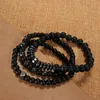 Bangle 3pcs/مجموعة سوار أسود غير لامع سحر Men Men's Christmas عيد الحب هدية التالفة التالفة إكسسوارات المجوهرات