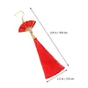 Stud Earrings 1 Pair Of Red Tassel Fan Shape Dangle Drop For Teen Birthday Christmas Valentines Day Gift ( )