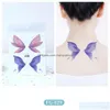 Temporary Tattoos Arm Chest Tattoos Glitter Gradient Butterfly Wings Tattoo Eye Corner Face Stickers Childrens Makeup Diy Fish Scale S Dhtz8
