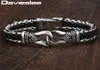 Davieslee Модный мужской браслет из искусственной кожи из нержавеющей стали Box Link Knot Charm Wristband 1213mm Золото Серебро Цвет DHB4965150673