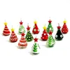 Mini Handmade Glass Christmas Tree Art Figurines Ornaments Colorful High Grade Cute Pendant Xmas Hanging Decor Charm Accessories 2277U