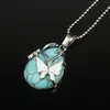 Colliers de pendentif 11 types Turquoise Stone naturelle avec chaîne Boîte à affaire de coeur Forme ajustée pour femmes bijoux Collier de bricolage