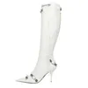 Buty Duże wysokie obcasowe spiczasty motocykl motocyklowy motocykl metalowy pasek Not Koncerta Knight Womens 230830