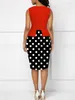 Abiti casual 2023 Autunno per le donne Polka Dot pulsante stampato design senza maniche abito da lavoro Office Lady Vestido elegante mini abito femminile