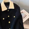 W stylu francuskim płaszcz z długimi rękawem Lapel Mała zapach jesień i zima nowe retro kurtka kolorowy Krótka moda moda z metalowymi guzikami delikatna dama