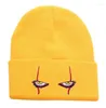 Ball Caps kobiety Straszne horror Joker oczy haftowany dzianin kapelusz ciepły pullover hip hop wełniany