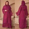Party klänningar muslimska kimono abaya för kvinnor elegant dubai lång kalkon islamisk kafta mantel med bälte hijab afrikanska femme kläder