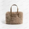 Kvällspåsar söta fuzzy ladies vinter tote handväska fuffy faux päls söt crossbody handväska enkel stilig satchel väska t231214