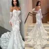 Великолепные свадебные платья русалки Свадебное платье со съемными длинными рукавами Иллюзионный лиф с 3D цветочной аппликацией Милый вырез в форме сердца