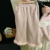 Clothing Sets Children Set Autumn Winter Cute Cartoon Rabbit Pattern Sweater Fashion Style Fur Flare Pants Kids 231213