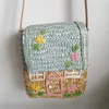 Сумочки в корейском стиле детское мини -ковш сумки соломенное крестообразное сумок для женщин девочки для монеты мешоч роттана пляжная сумка на плечо 231214