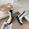 Designer Boots Genuine Leather Martin Boots Women Shoes Mid Pipe Smoke Pipe Boot Platform Shoe Chelsea Short Boot Calfskin Sneakers