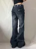 Combinaisons pour femmes Barboteuses Rockmore taille basse Cargo pantalon Y2K femmes jean Harajuku décontracté Denim droit jambe large pantalon femme coréenne Streetwear 2023 231213