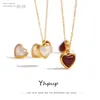 Pendentifs de collier Yhpup acier inoxydable pendentif en forme de coeur collier chaîne bijoux température pierre naturelle agate collier femmes collier 231213