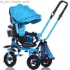 Carrinhos # Carrinhos # Bebê Triciclo Bicicleta 3 em 1 Flat Lying Carriage Stroller Trike Assento Giratório Ajustável Dobrável Criança Guarda-chuva Pram Q231215