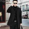 Men's Wool Blends Tcyeek 100% Cashmere Double Sided Woolen Coats for Men Winter Clothing Thickened Warm Goose Down Liner Mid-long Male Coat S-8XL 231213