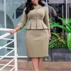 Ethnic Clothing African Midi Dresses For Women V Collar Traditional Africa Kanga 2024 Fashion Solid Empire Robes OL Dress