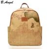 Wysokiej jakości mapa świata plecak kobiety retro skórzana marka marki projekt szkolna plecak plecak HCZ6652231Q