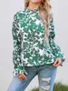 Damesblouses Mode Herfst Zoete ruches Ronde hals Bloemen Elegant shirt met lange mouwen Top Dames