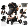 Bebek arabaları# Royal Luxury Baby 3 3'ü 1 Türbeye Yüksek Peyzaj Katlanır Wagen Pram Taşıma Taşınabilir Seyahat Arabaları Damla Teslimat Bebek, Çocuklar DHW0G