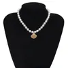 Pendant Necklaces Vintage Artificial Pearl Chain Gold Color Shell Necklace For Women Female Fashion Geometric Simple Cute Sweet Jewelry